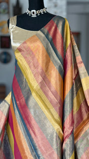 Chanderi Tissue Silk - Multi Color woven Rangkat
