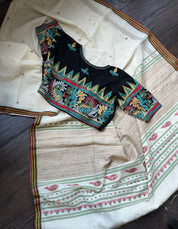 Designer Blouse - Black Kantha Stitch
