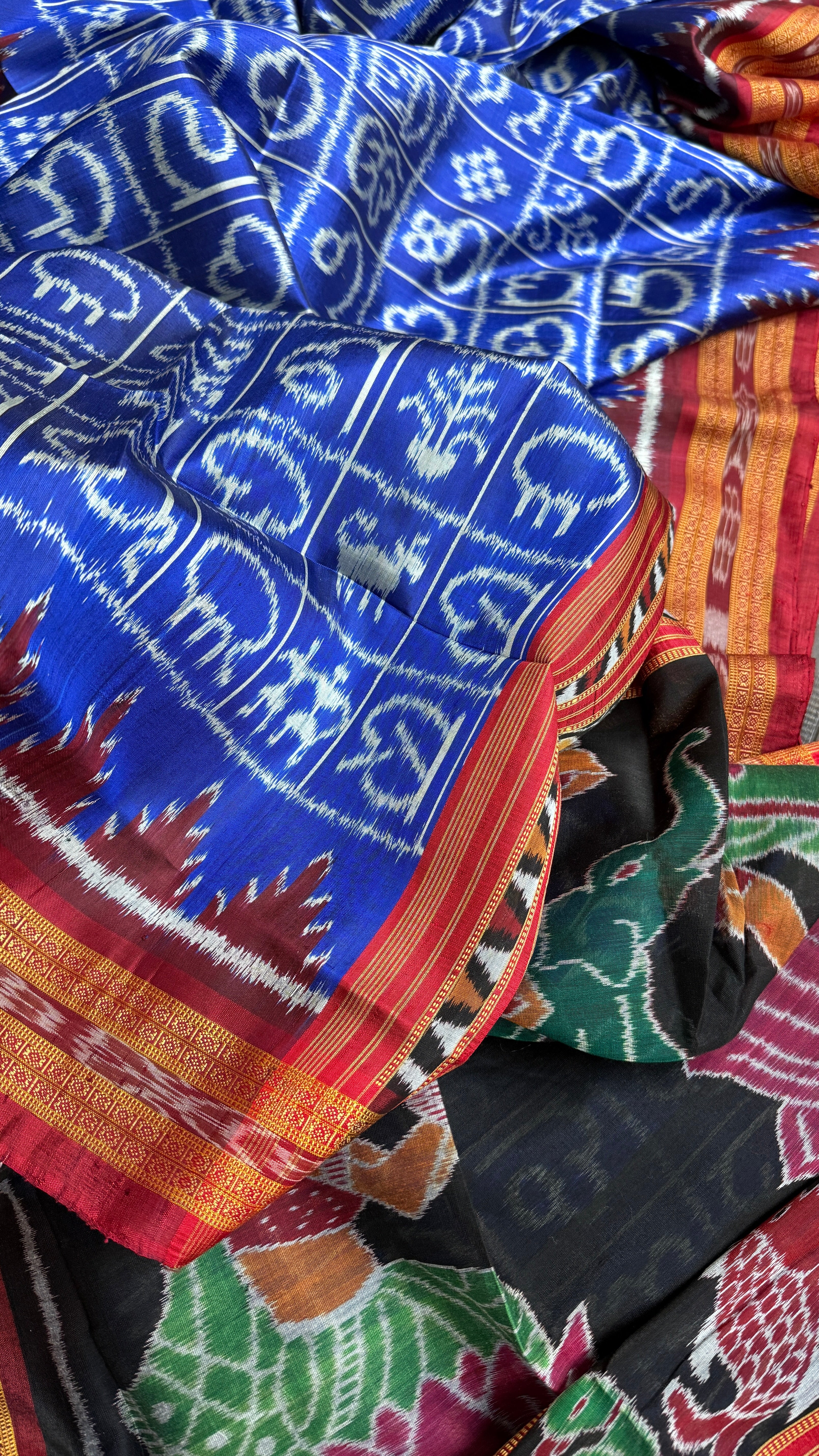 Pure Silk Sambalpuri Double ikat  - Royal Blue Maroon