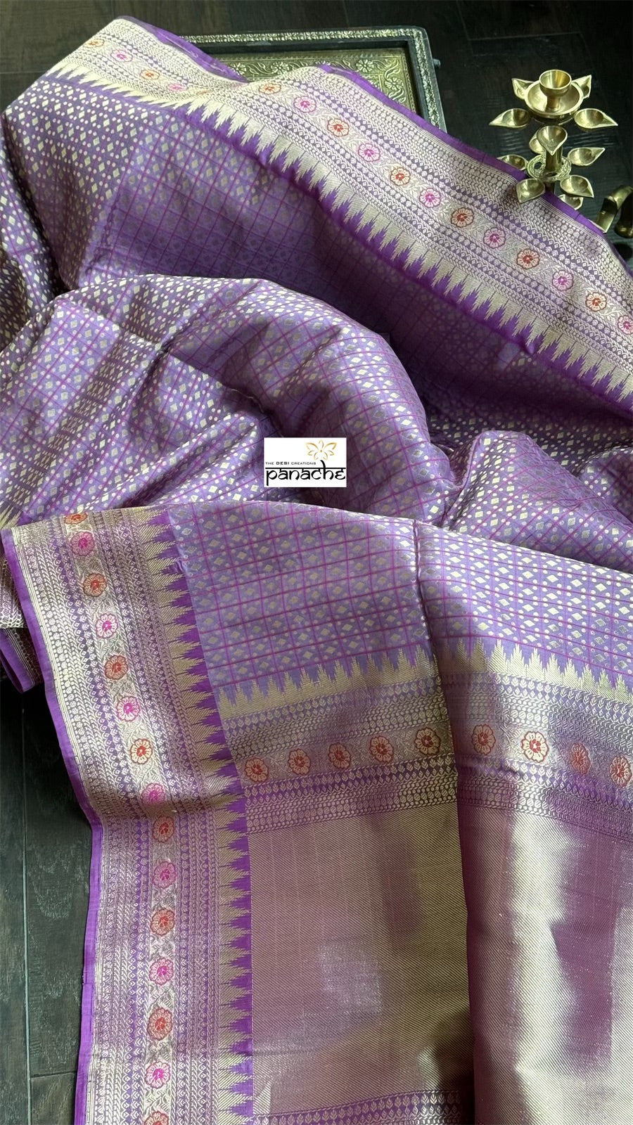 Pure Silk Brocade Banarasi - Purple Antique Zari Kadwa