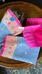 Pure Organza Silk Banarasi - Grey Pink