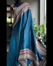 Soft Silk Embroidered - Teal Blue