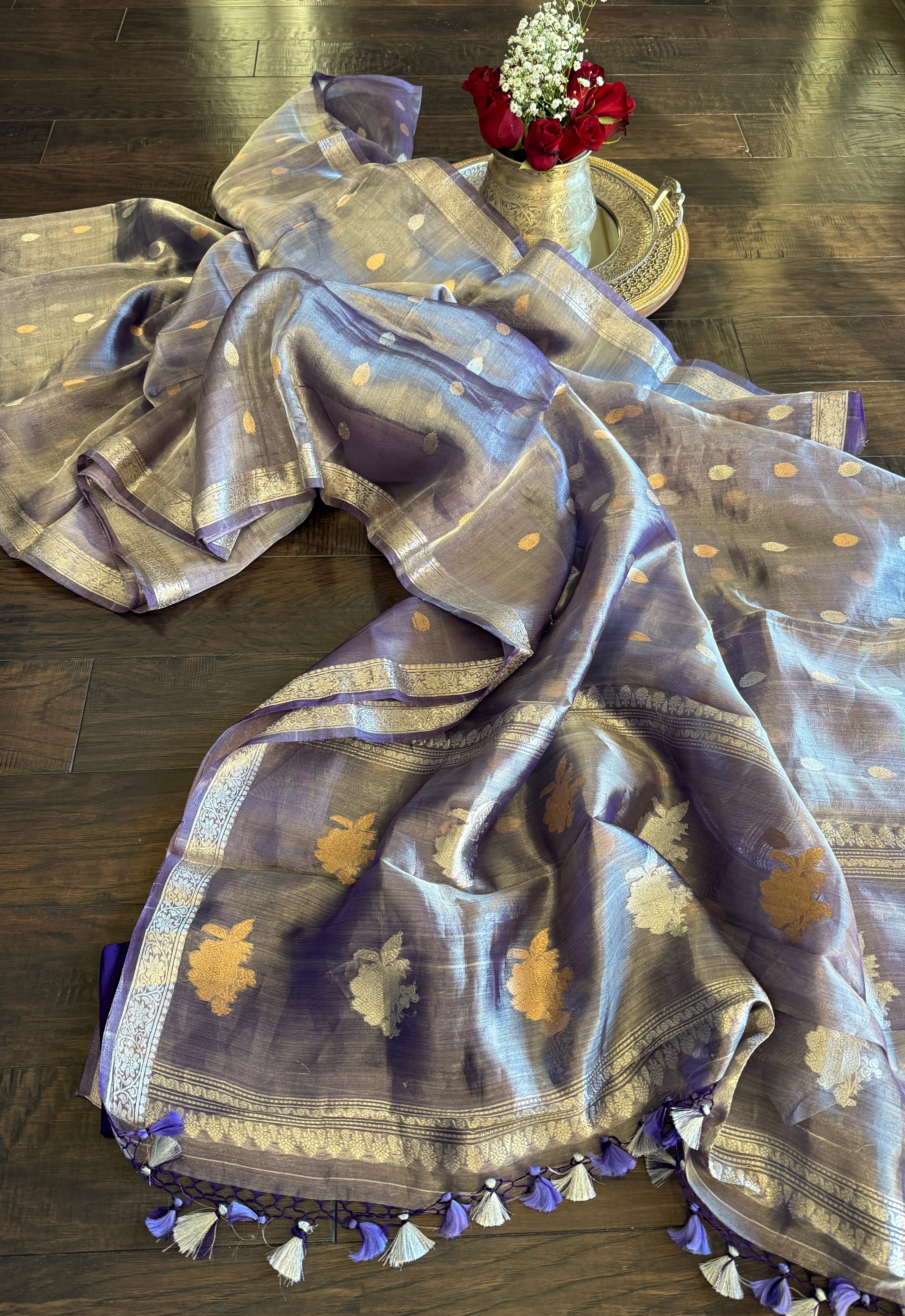 Tissue Organza Silk Banarasi - Purple