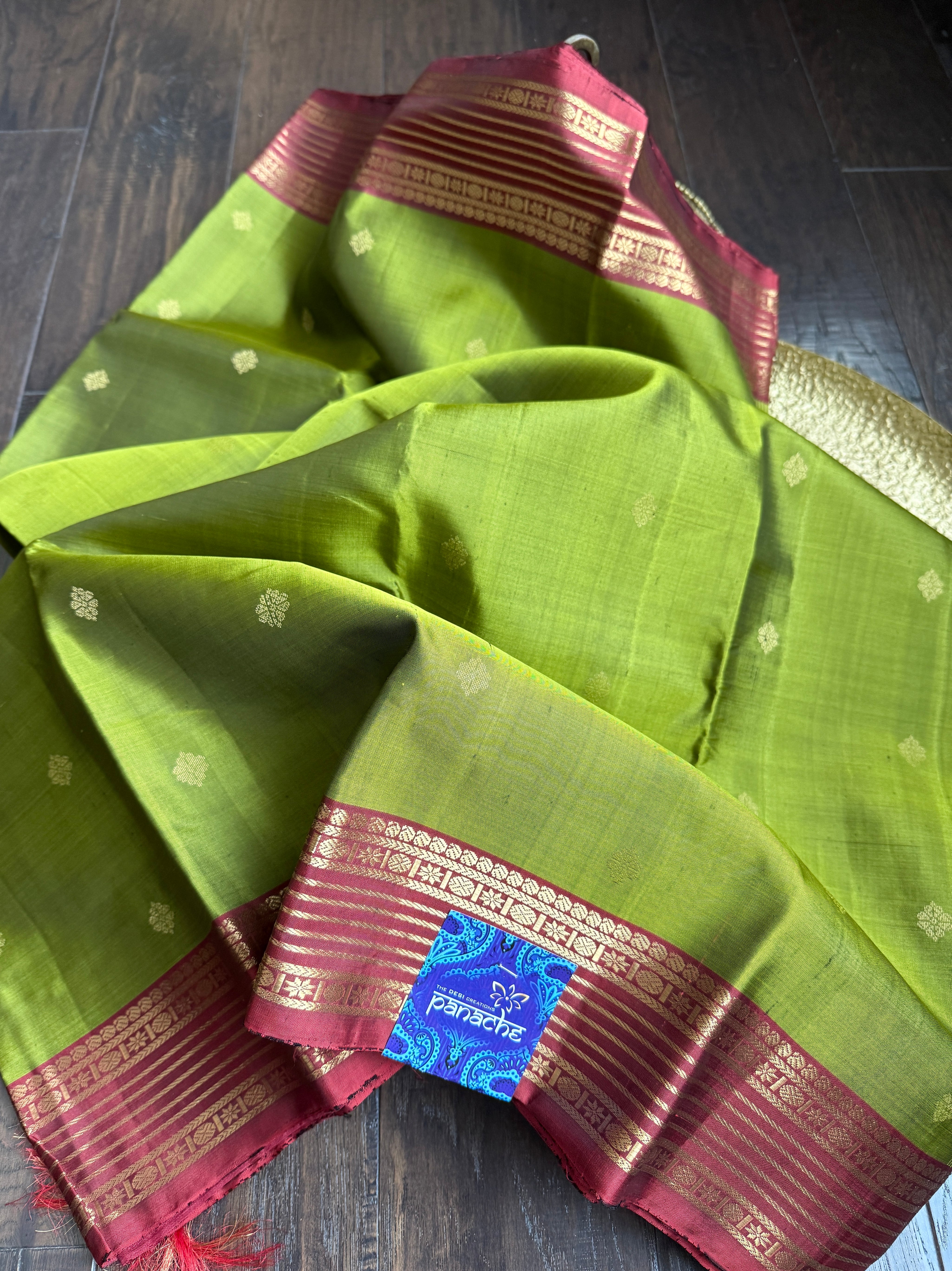 Pure Silk Kanjivaram - Green Maroon 2G Pure Zari
