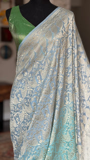 Khaddi Georgette Shaded Banarasi - Light Blue Tanchui