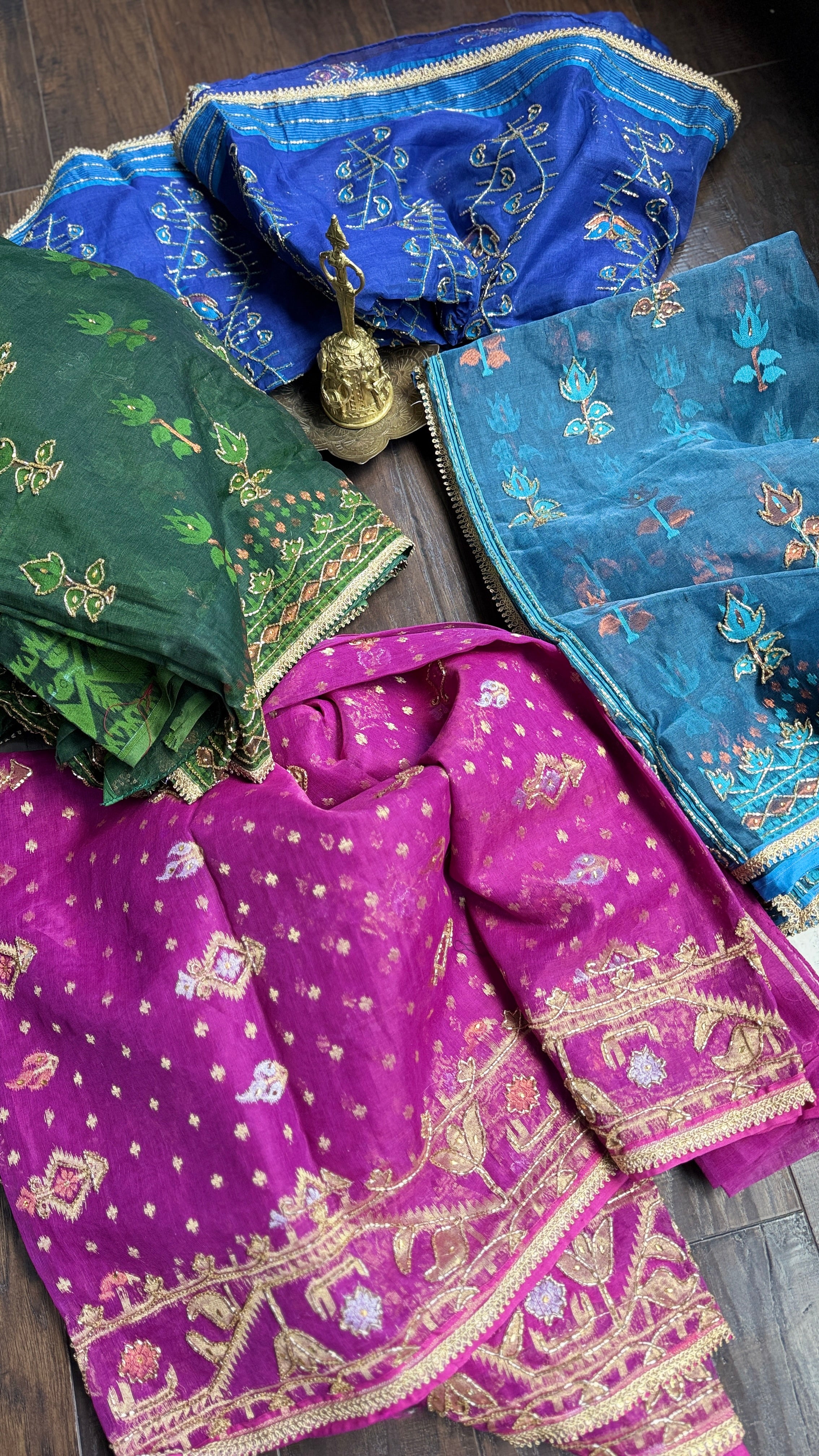 Designer Jamdaani Cutdana Embroidered - Magenta Pink