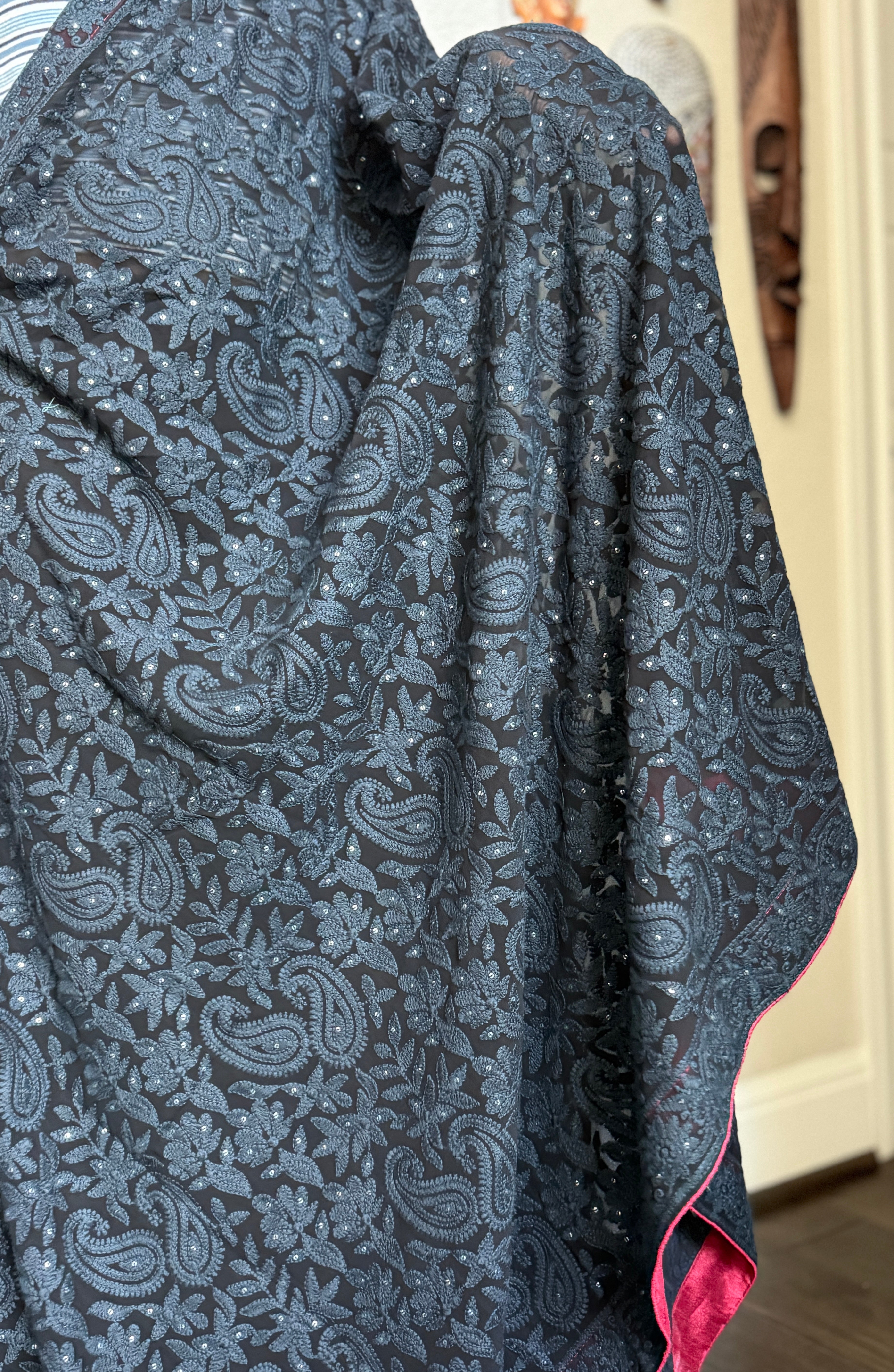 Designer Pure Georgette Chikankari - Black