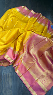 Pure Silk Kanjivaram - Yellow Pink