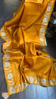 Soft Silk Embroidered - Mustard Yellow