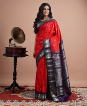 Pure Silk Gadwal - Red Blue