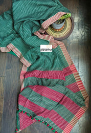 Cotton Silk - Green Red