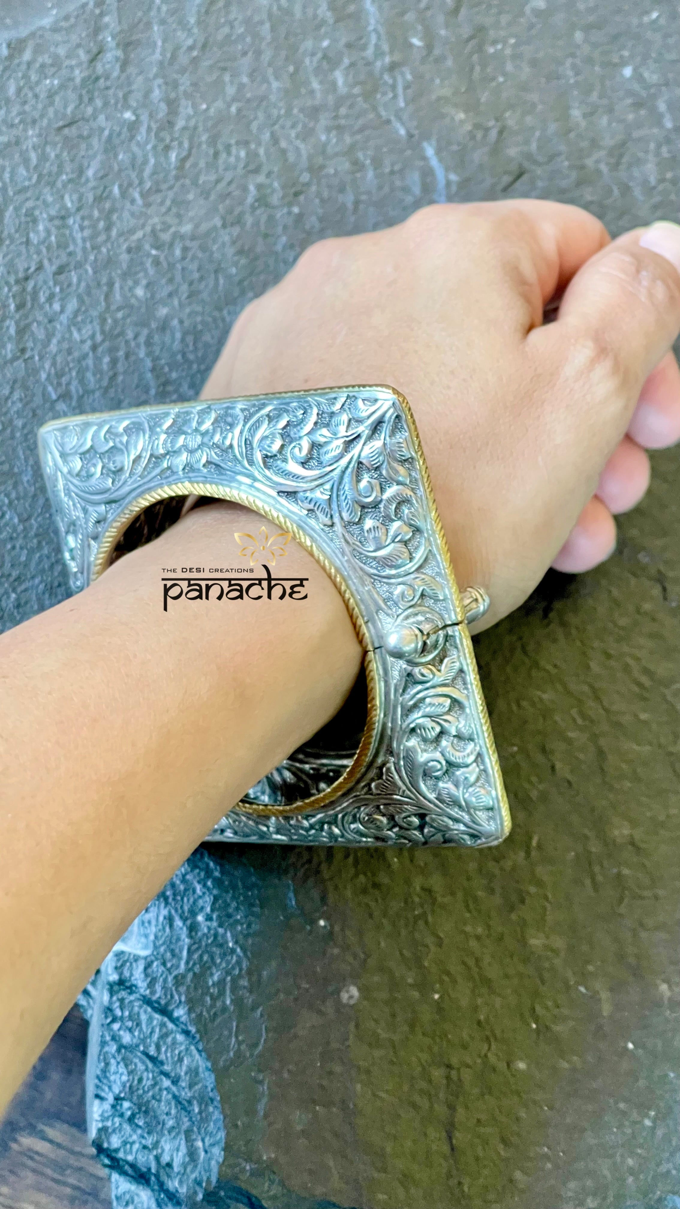 Bracelet 925 Silver- Chitai Square Dual Tone