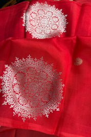 Pure Katan Silk Banarasi - Red woven