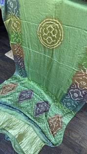 Modal Silk Hand Bandhej - Green Makdi Palla