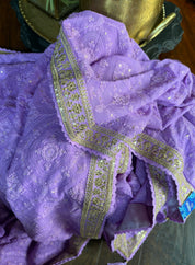 Designer Pure Georgette Chikankari - Violet