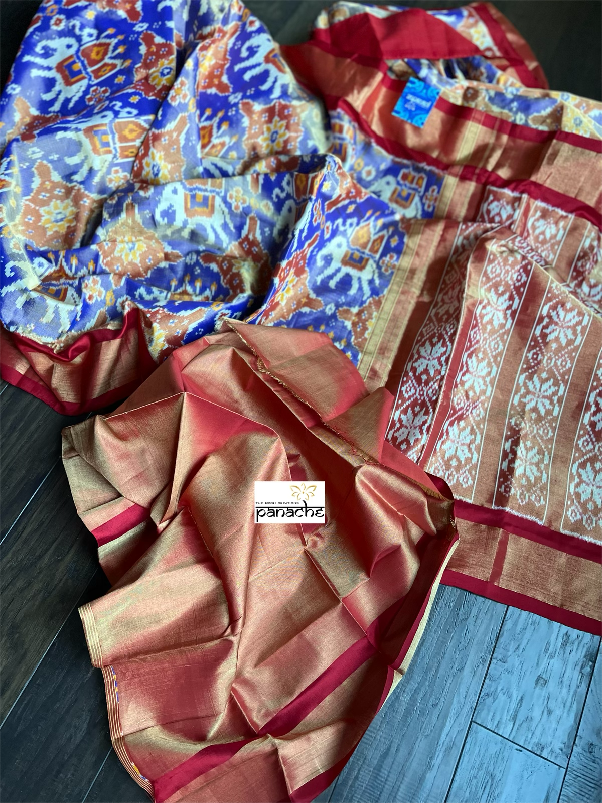 Pure Silk Tissue Ikat - Purple Red Pochampally