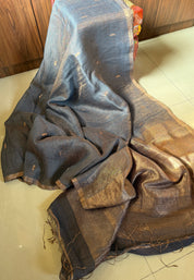 Tissue Linen Silk - Grey Mettalic