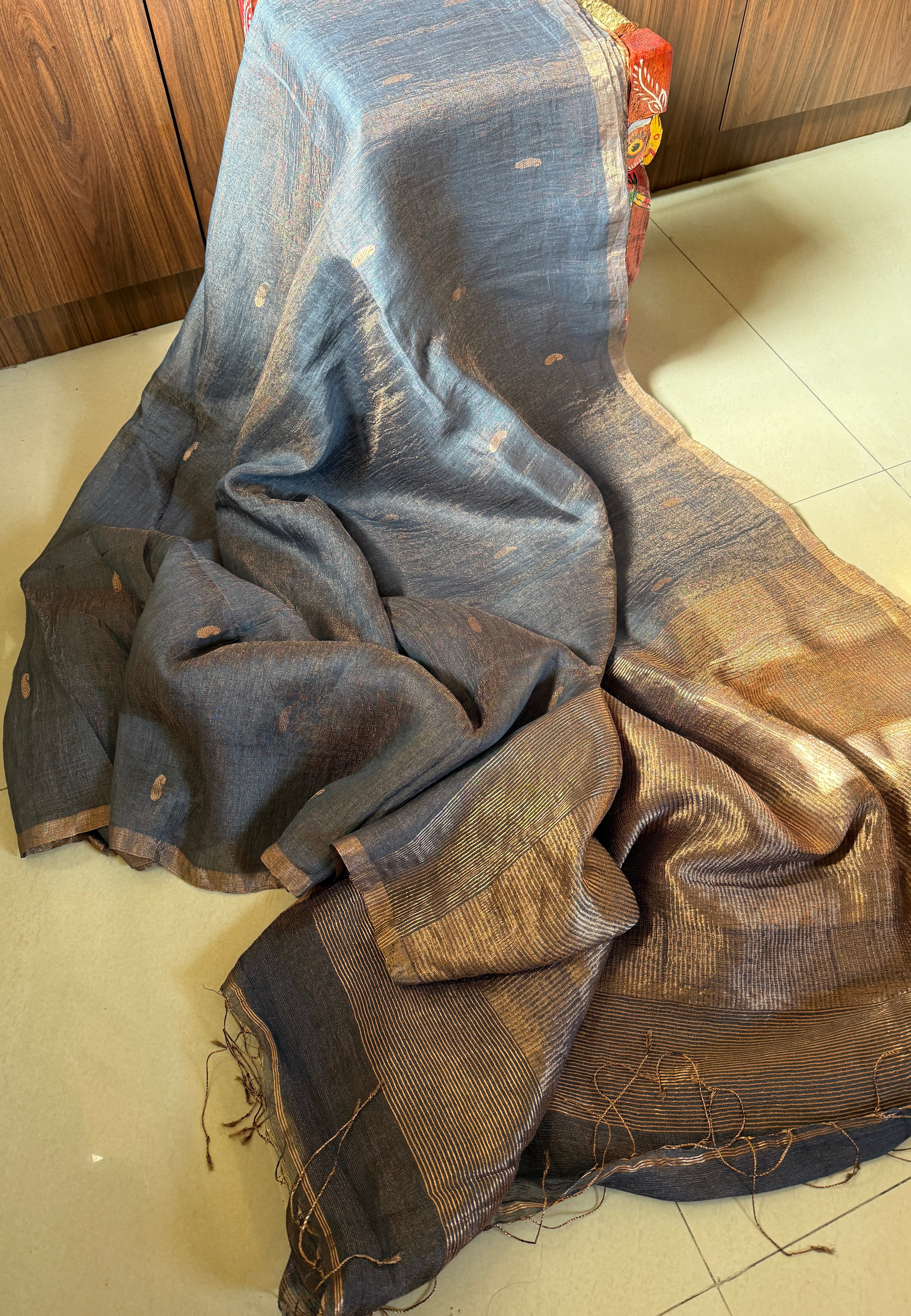 Tissue Linen Silk - Grey Mettalic