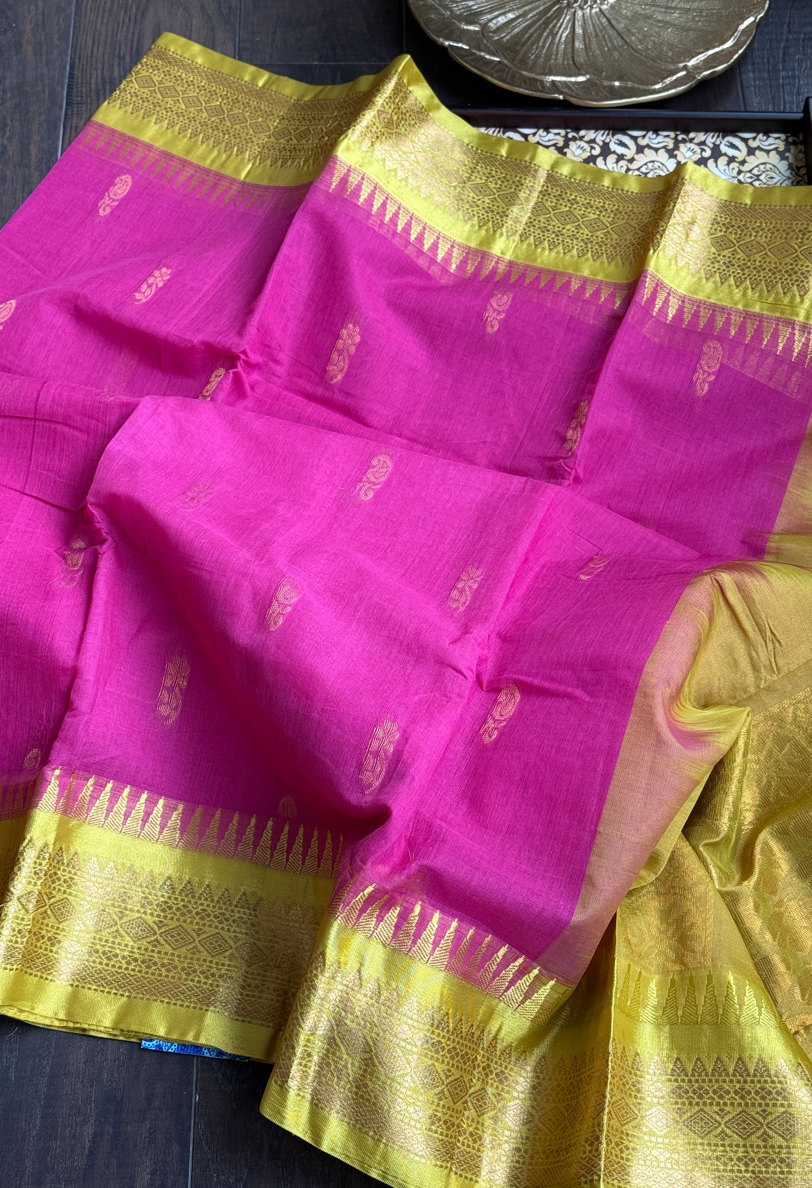 Cotton Gadwal - Pink Lemon Yellow