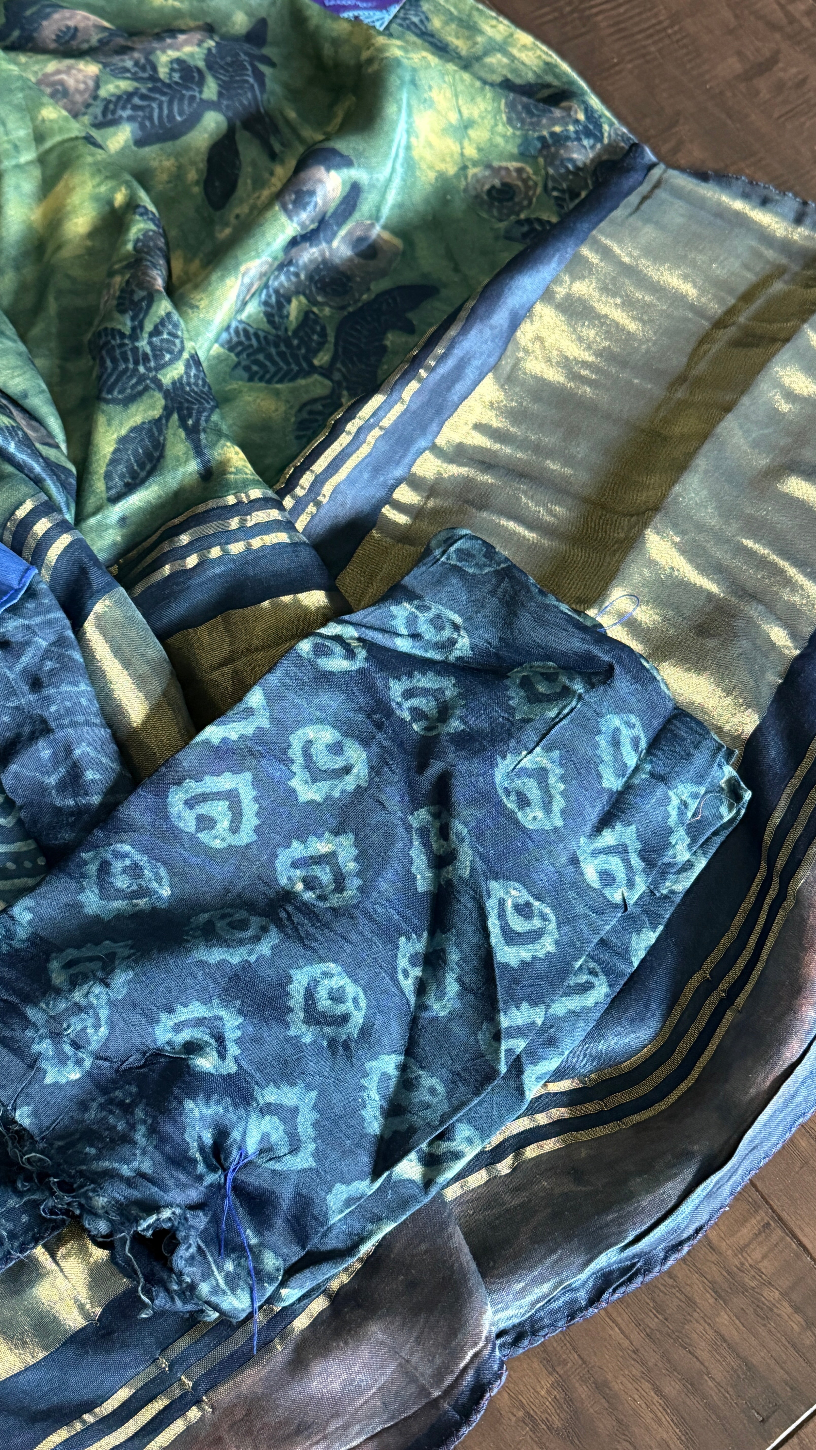 Modal Silk Vegetable Organic Dye Saree - Indigo Blue