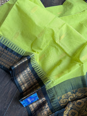 Cotton Gadwal - Lime Green Black