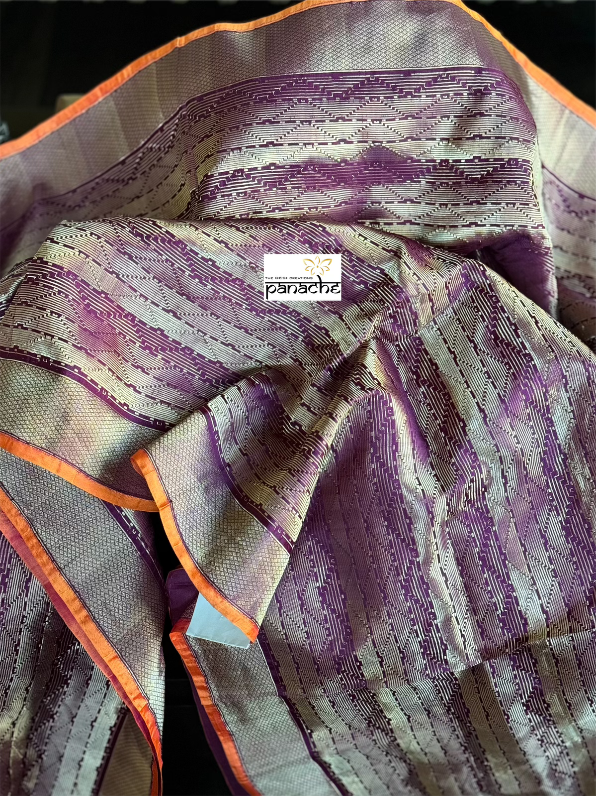 Pure Silk Brocade Banarasi- Wine Purple Kadwa