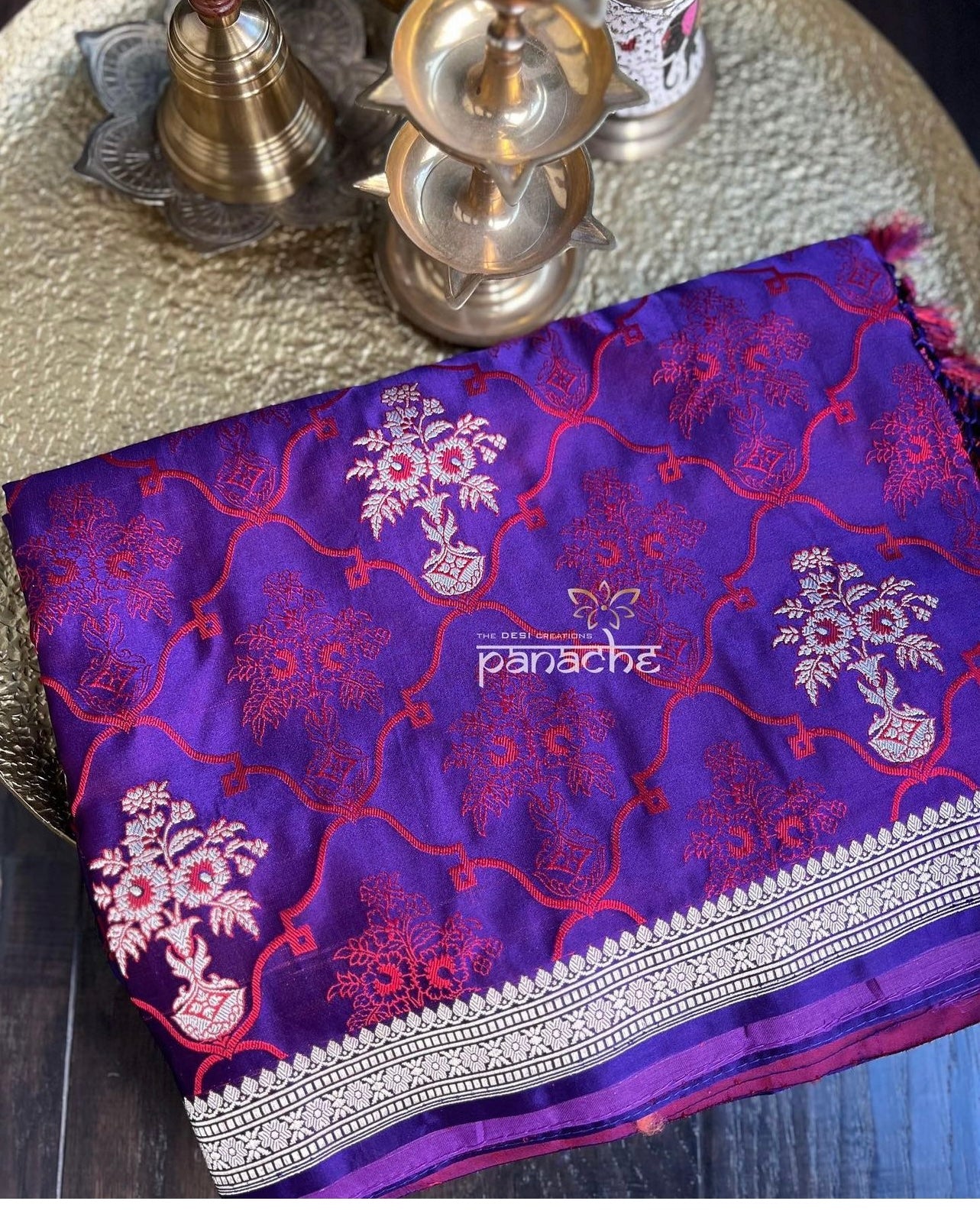 Pure Silk Mashru Banarasi- Purple