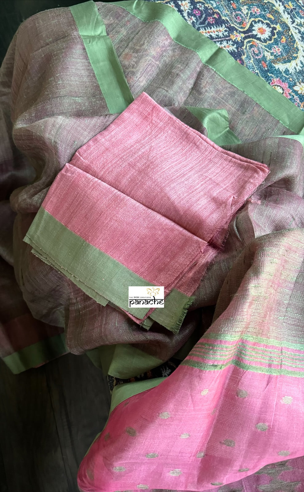 Pure Matka Silk Dual weave - Green by Pink