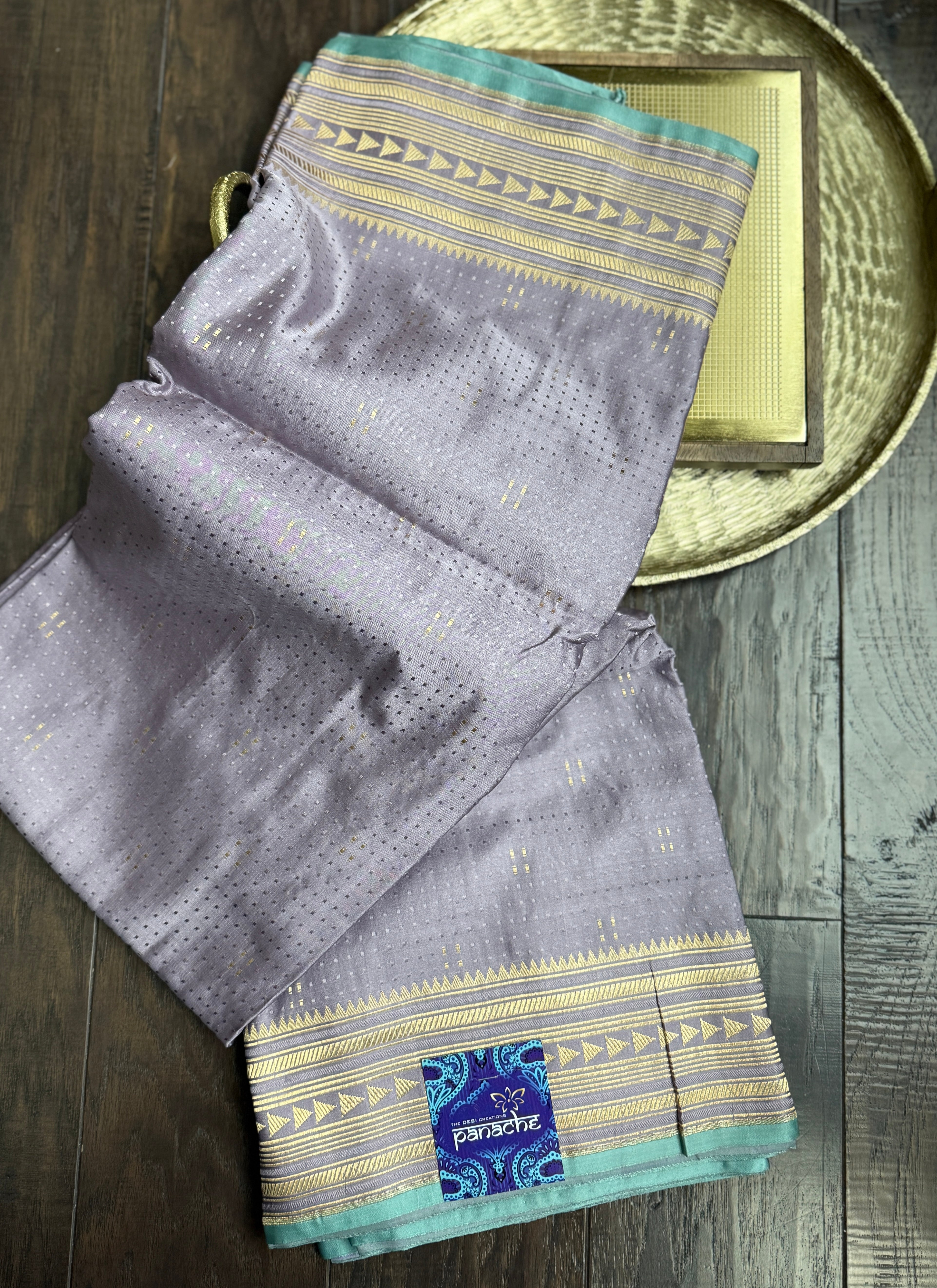 Pure Silk Mashru Kadhua Banarasi- Lavender