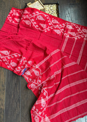 Khadi Cotton Jamdaani Soft - Red White Textured Woven