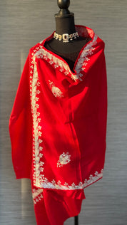 Kashmiri Stole - Red Zari Aariwork
