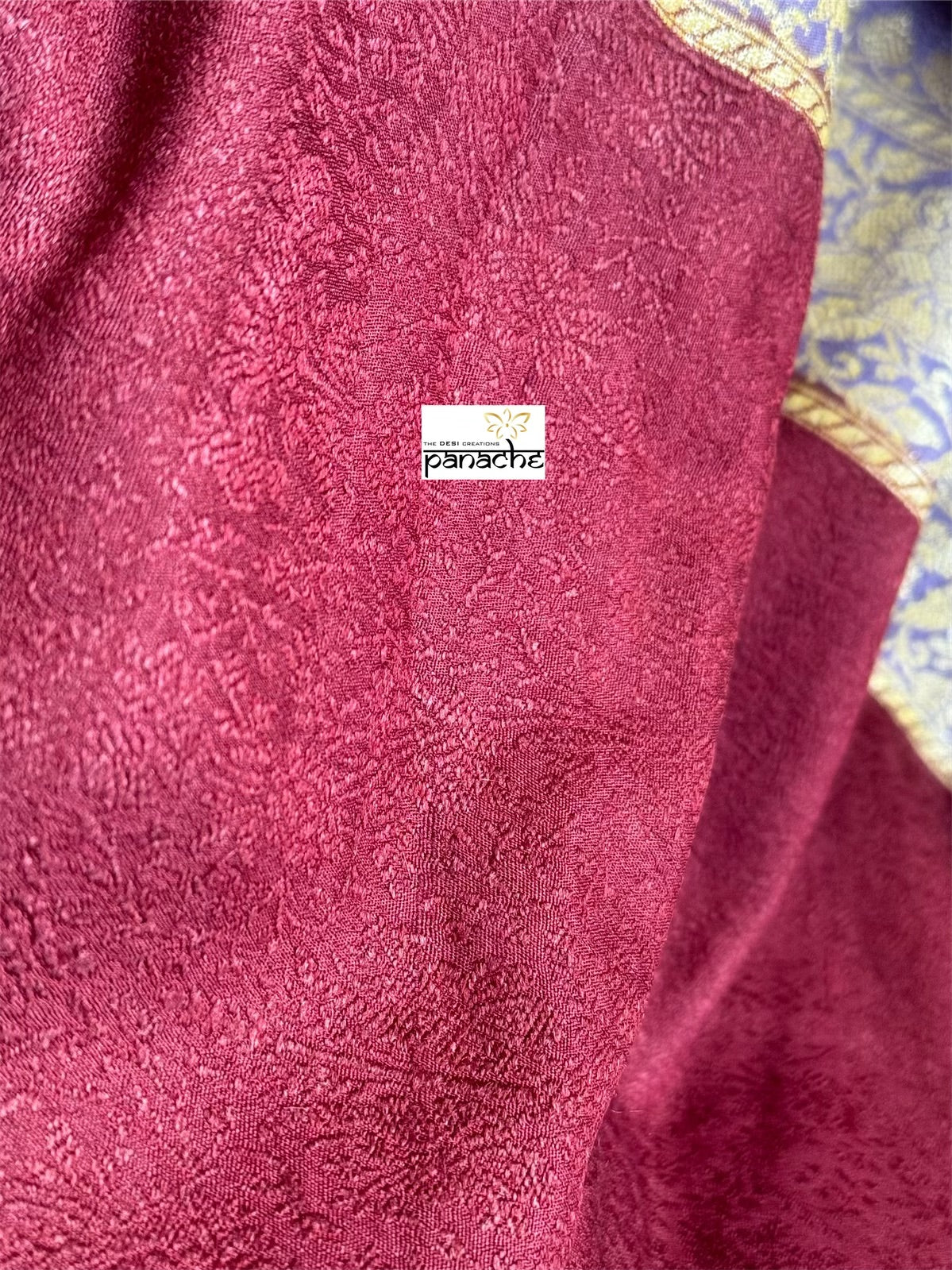 Khaddi Tussar Georgette Banarasi - Lavendor Maroon