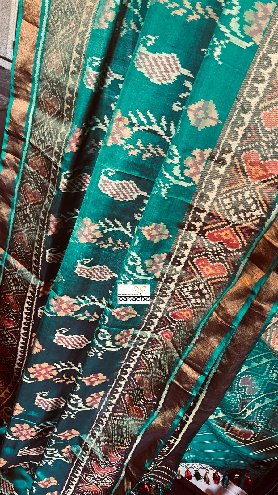 Patan Silk Patola - Green Antique Zari