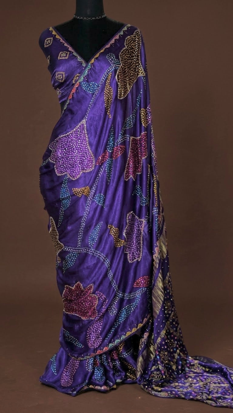 Designer Modal Silk Sequin - Purple Multi Color