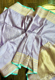 Pure Silk Mashru Kadhua Banarasi- Lavender
