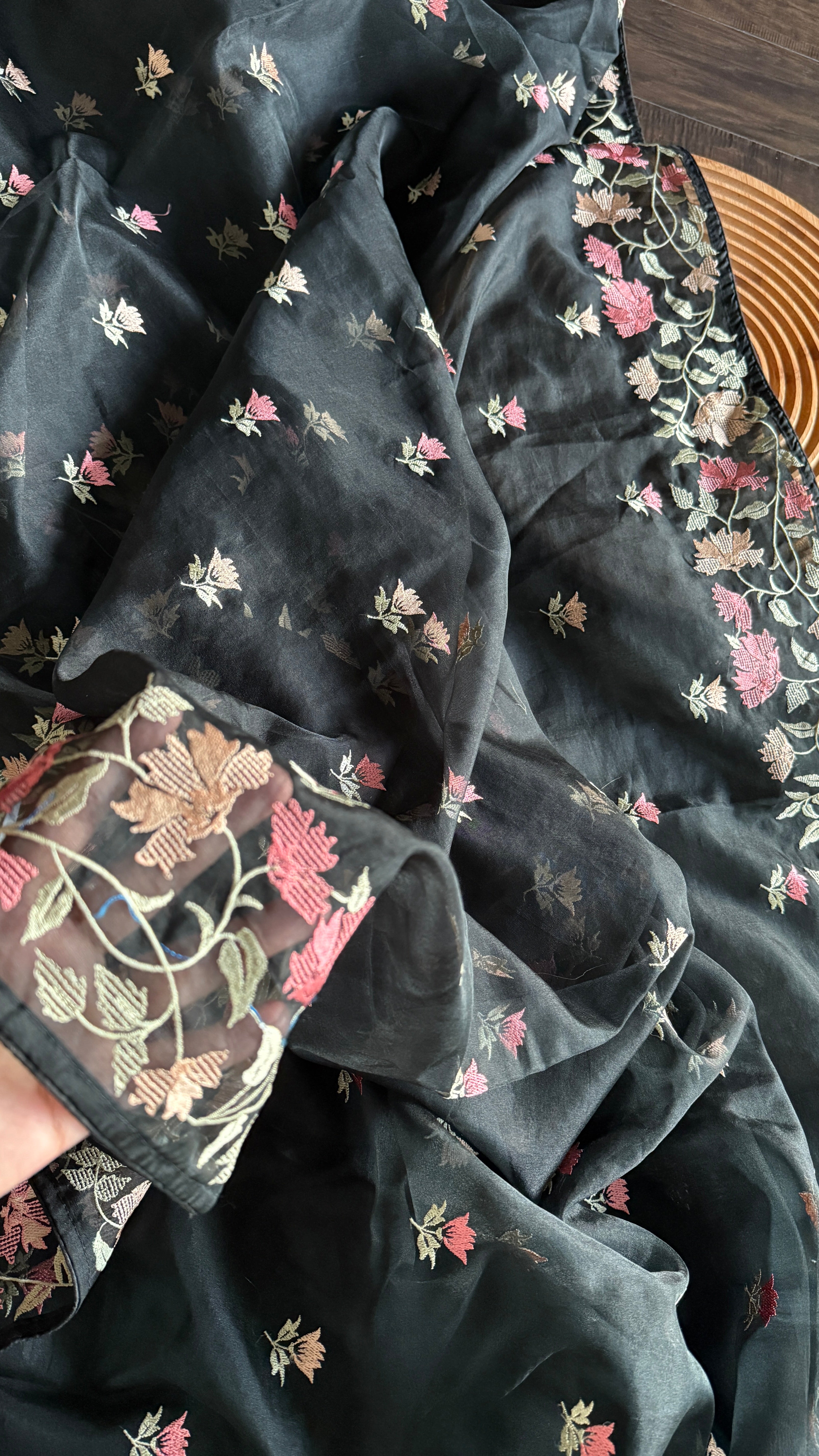 Designer Organza - Black Embroidered