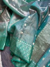 Tissue Chanderi Silk - Green Golden Zari