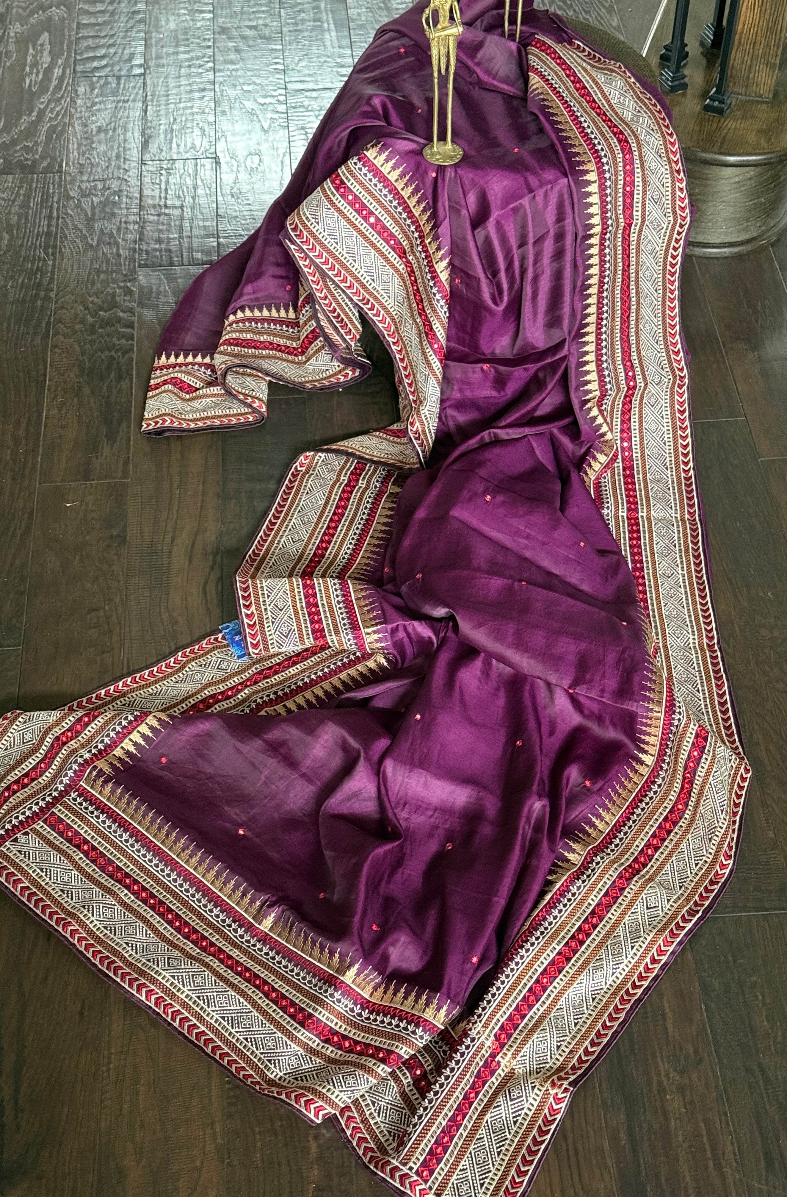 Soft Silk Kutch Embroidered - Purple