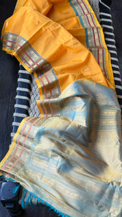 Pure SICO Gadwal - Sunrise Yellow Teal Blue