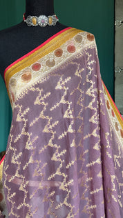 Khaddi Georgette Banarasi - Light Mauve Purple