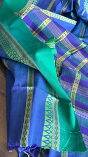 Pure Khadi Cotton Handloom - Green Purple Blue
