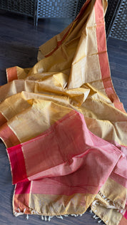 Chanderi Silk Cotton Tissue - Ochre Yellow Woven