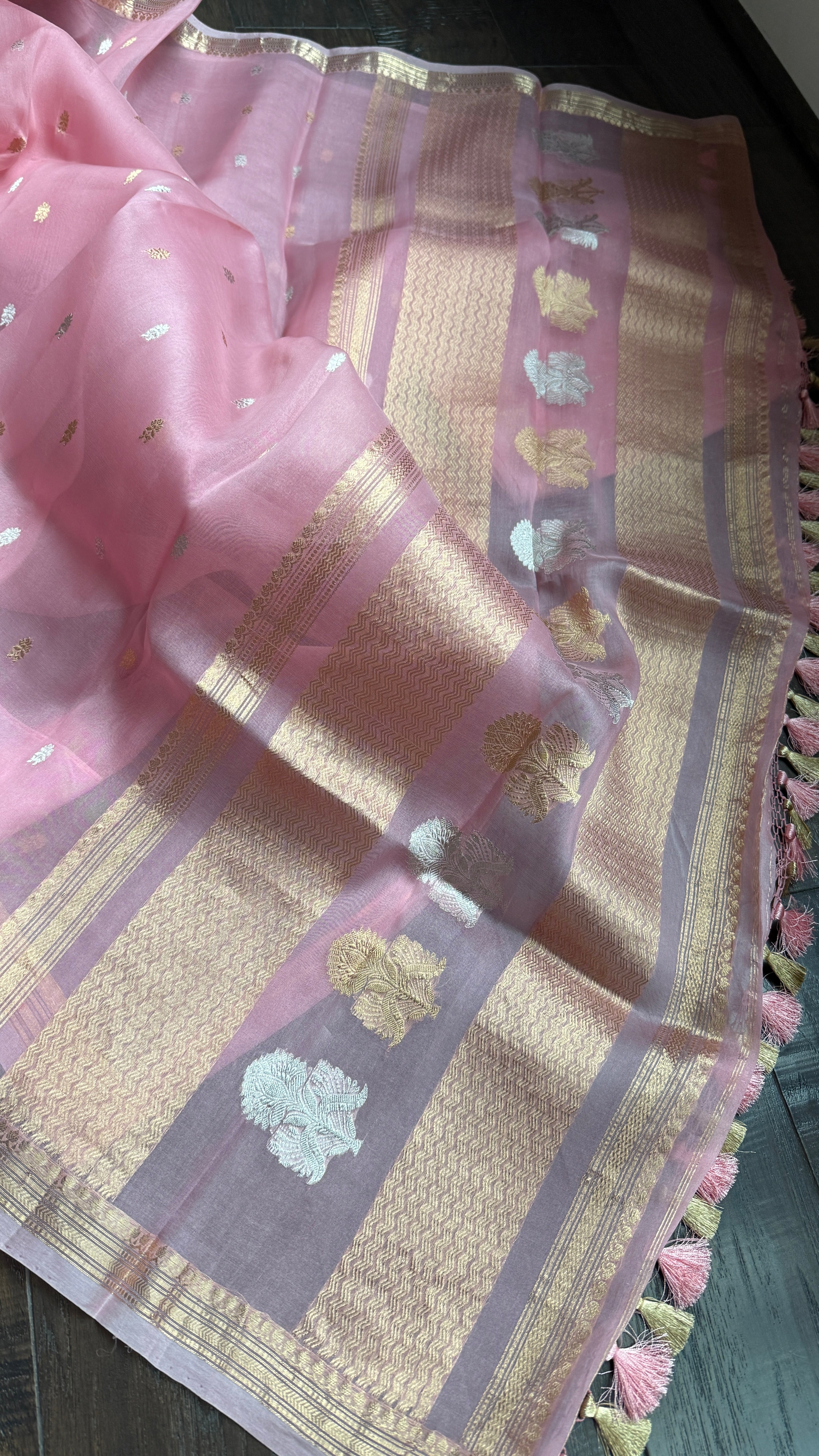 Kora Silk Banarasi - Baby Pink
