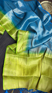 Soft Silk Banaras Saree - Blue Green Tanchoi