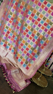 Pure Silk Banarasi - Thulian Pink Multi Color
