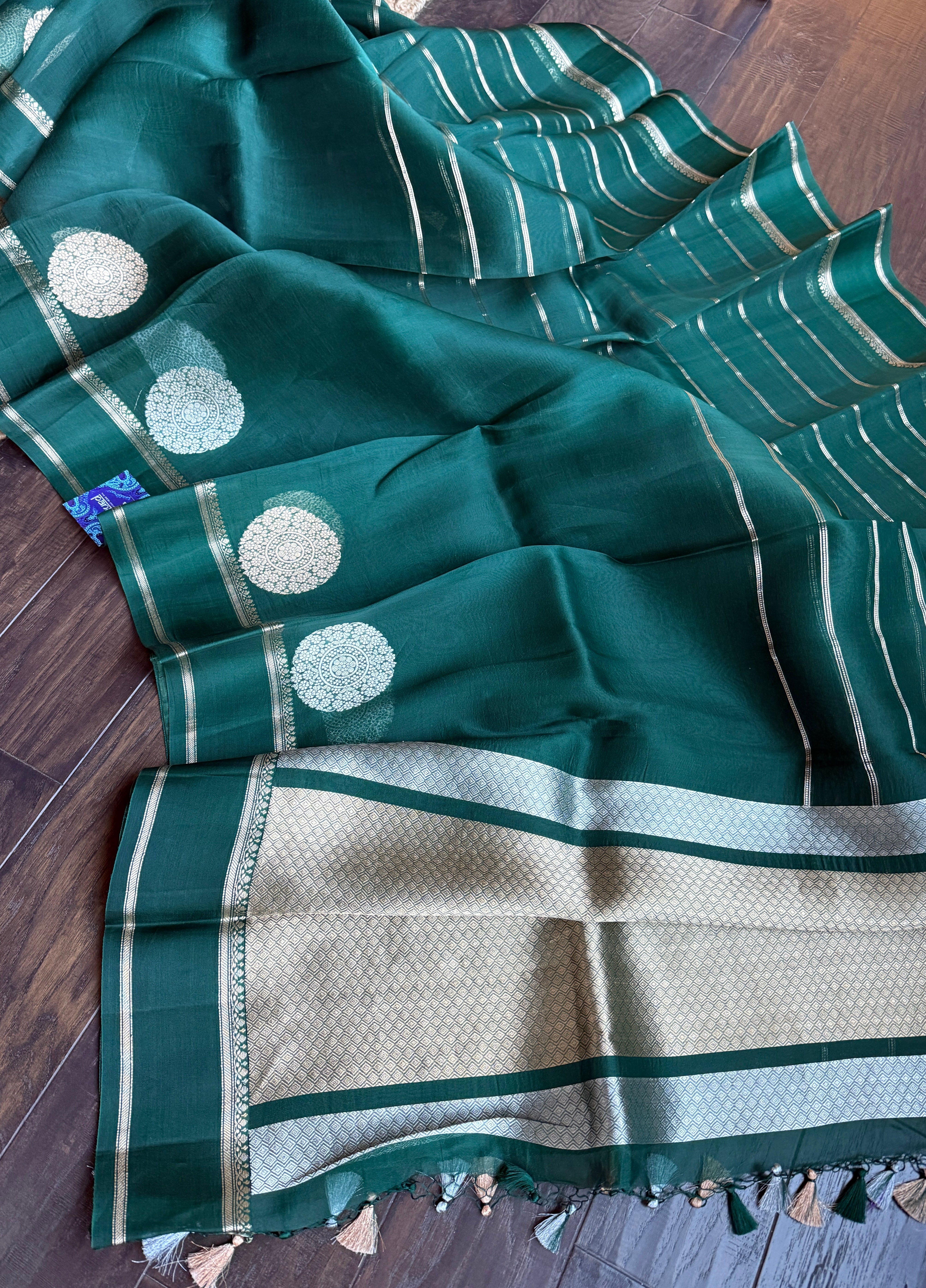Kora Silk Banarasi - Teal Green