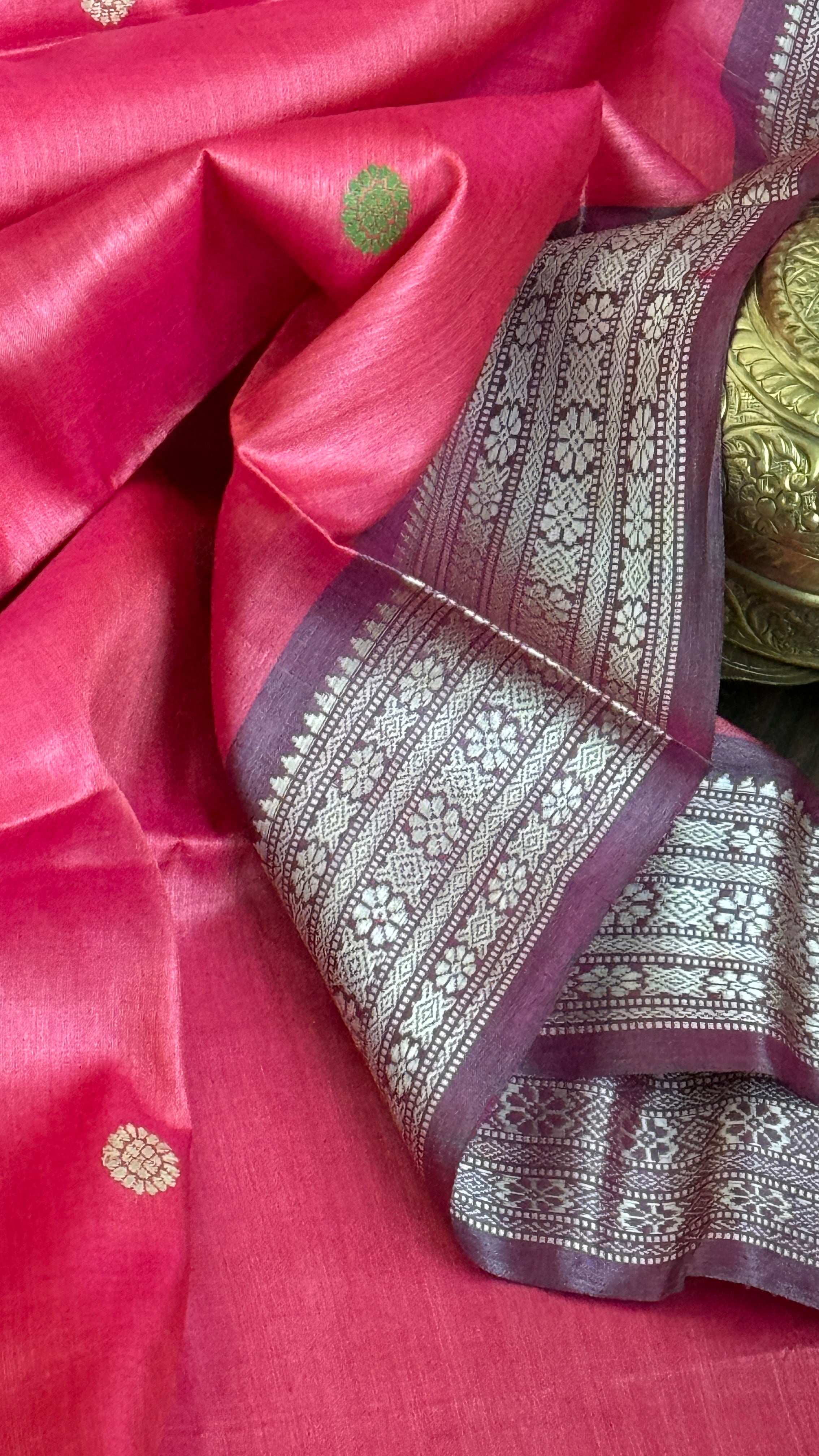 Pure Tussar Silk - Dolabedi Rashpberry Pink