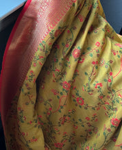 Pashmina Muga Banarasi - Ochre Yellow