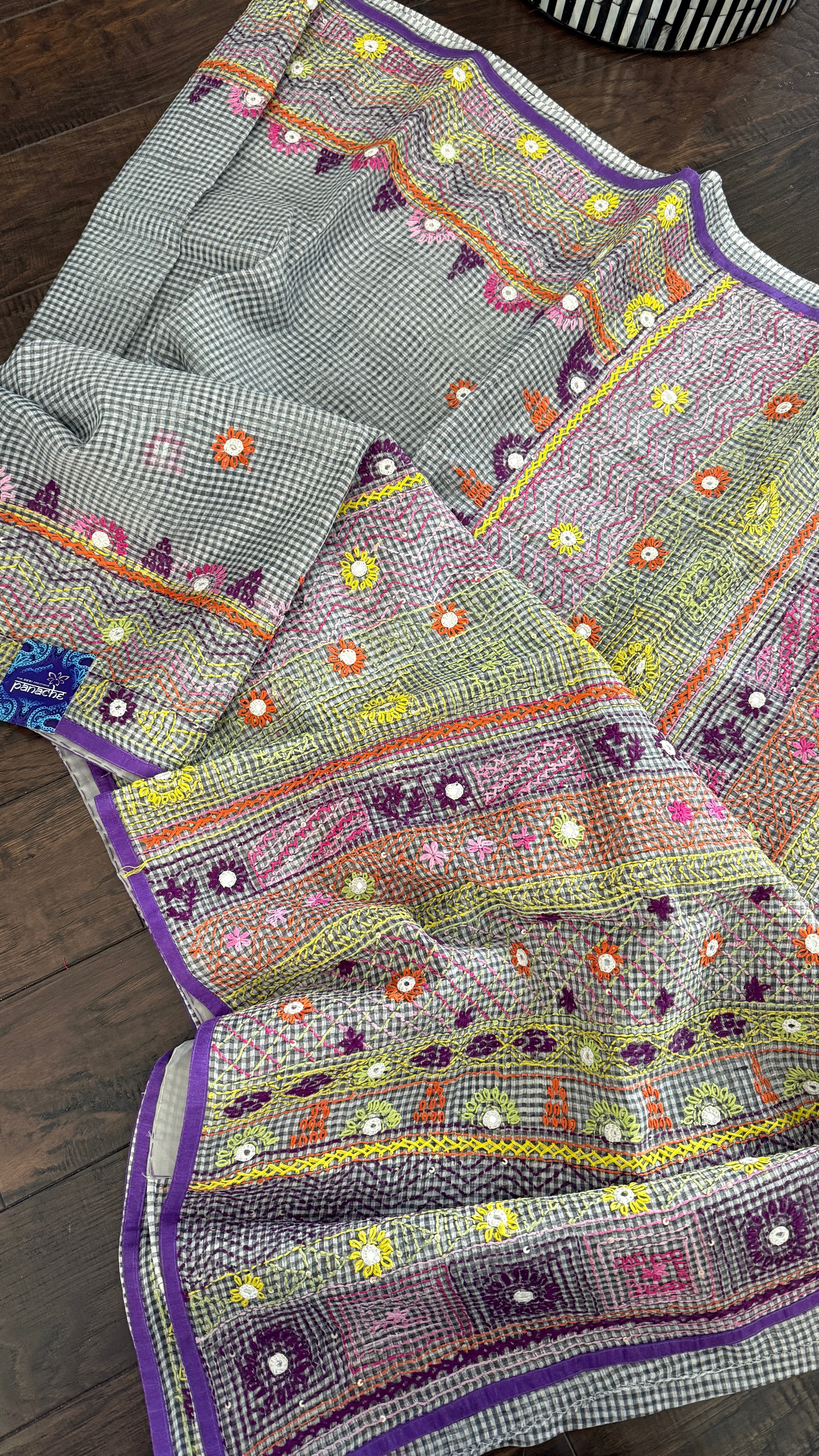 Kota Silk Lambani - Grey Embroidered