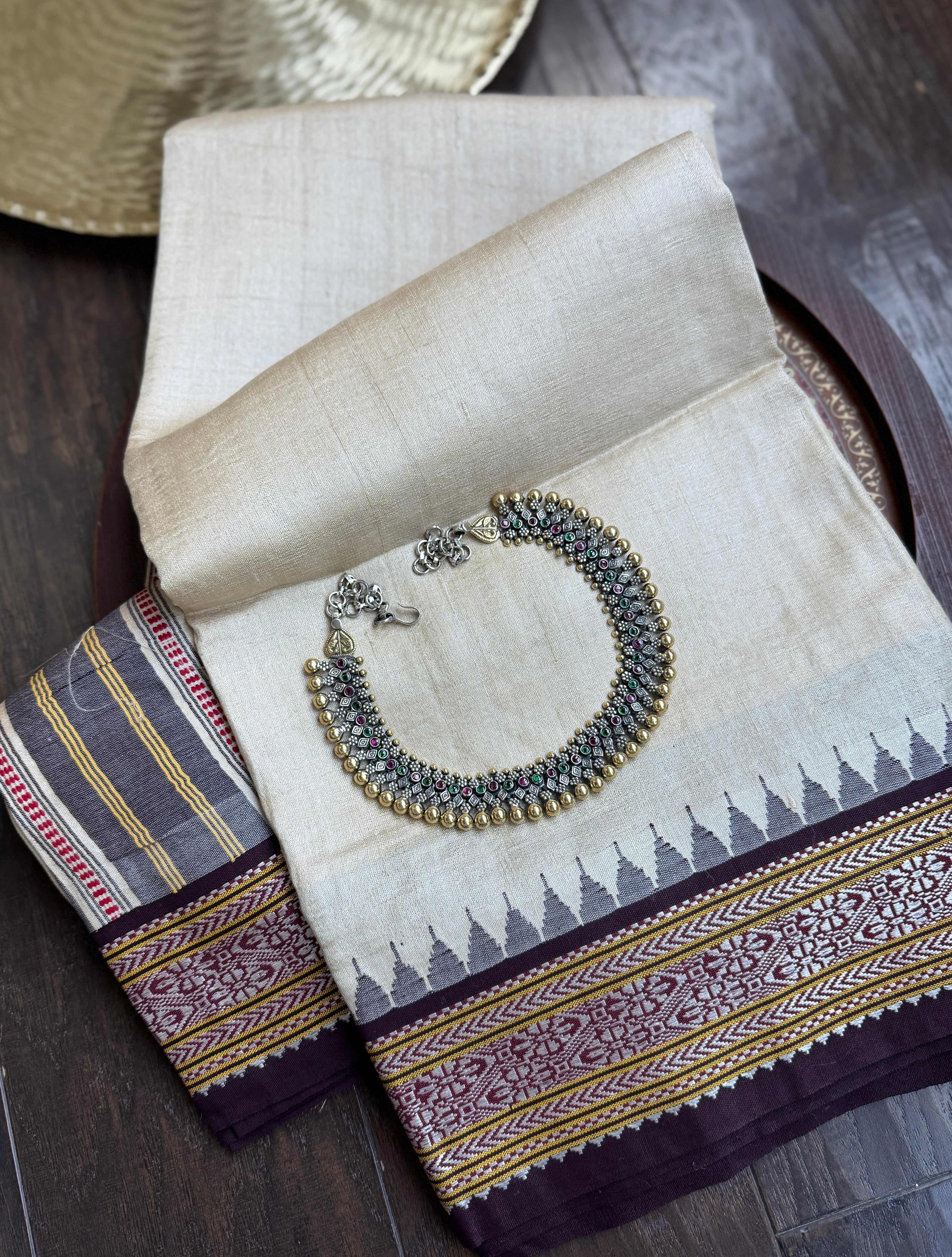 Vidarbha Tussar Silk - Tussar Color Dark Butgundy woven